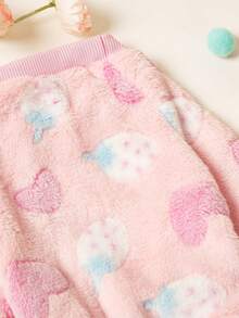 PETSIN 1件宠物猫狗通用粉色草莓甜美可爱图案印花秋冬毛绒保暖舒适圆领连体衣 - 粉色 - 查看 6