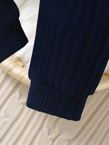 SHEIN Salopetă din fleece de culoare uni pentru bebeluși, 1 bucată, stil casual moale și confortabil, potrivită pentru ieșiri de toamnă/iarnă, joacă în aer liber, vacanță, purtare zilnică, călătorii - Albastru regal - Vizualizare 5