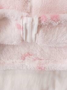 2 件套女童可爱甜美翻领长袖上衣和舒适休闲裤羊毛家居服套装 - 白色 - 查看 5