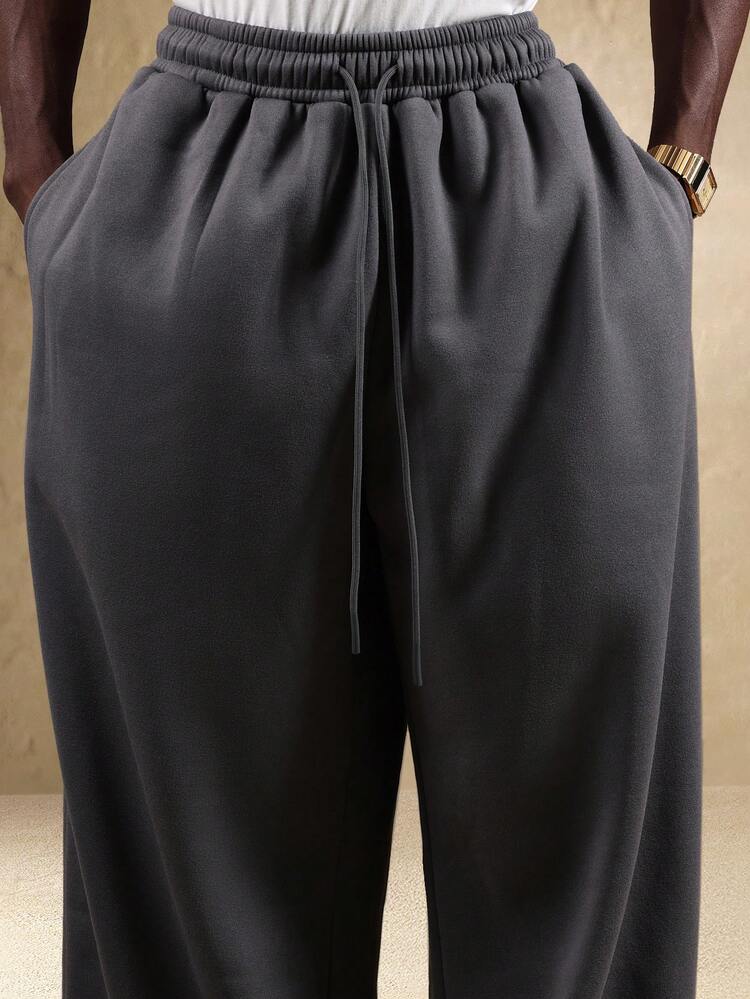 Wide Leg Loose Fit High Rise Pleated Sweatpants With Pockets