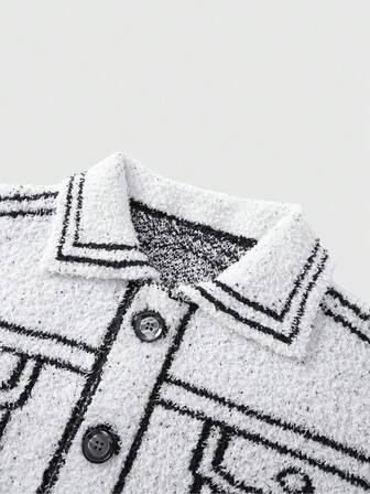 Men's Fashionable Graphic Print Long Sleeve Cardigan