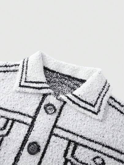 Men's Fashionable Graphic Print Long Sleeve Cardigan