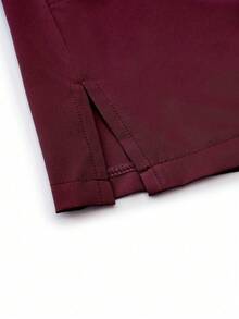 TaskEZ Scrubs Set: V-Neck Short Sleeve Top & Pants Scrub Uniform For Healthcare Workers - Burgundy - View 8
