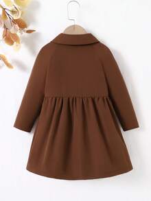 Souflis Souflis Young Girl Solid Color Single-Breasted Fleece Casual Jacket - Brown - View 2