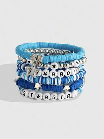 Kawaii 5pcs Fashionable Strawberry Pendant Crystal Beaded Bracelet Set, Sweet & Lovely For Women, Great For Friends And Valentine's Day Gifts,Mom,Mother,Mother's Day,Gift