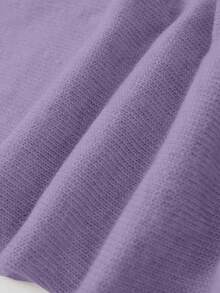 SHEIN Playful Pals 少女时尚甜美蝴蝶结针织毛衣搭配休闲直筒裤，适合居家、外出、聚会、返校 - 紫色 - 查看 8