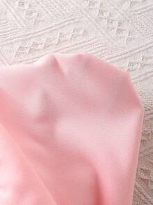 SHEIN Playful Pals Set di maglione a maniche lunghe con collo rotondo e applicazione in denim con logo di ciliegie e gonna plissettata in denim per ragazze, moda autunnale - Rosa - Visualizzare 8