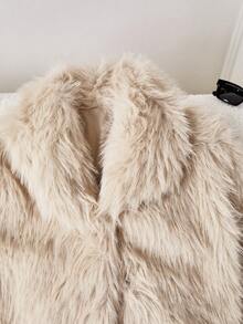 SHEIN 少女休闲优雅毛绒夹克，领口设计，3 颗隐形纽扣，适合秋冬场合，如上学、聚会、散步、通勤，可搭配长袖、毛衣、裤子