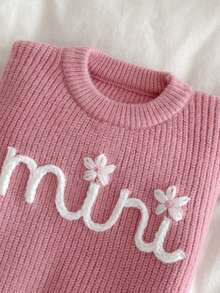 SHEIN Genkimix Kids Cute 3D Floral Embroidered Pink Crew Neck Pullover Sweater For Baby Girls Baby Girl Sweater Name Sweater Baby Mimi Baby Clothes Toddler Sweater Baby Solid Color Knitted Sweater Baby Clothes Fall Sweater Knit Baby Girl Clothes Baby Girl Winter Sweaters Baby Knitted Sweater Baby Knitwear Baby Clothes Girl Fall Sweater Baby Girl Jumper Baby Knitwear Baby Sweater Baby Autumn Winter Baby Girl Jumper Baby Girl Sweaters Baby Clothes Girl Fall Sweater Baby Long Sleeve Top Baby Clothes Black Baby Tops Toddler Tops Baby Clothes Girl Fall Sweater Baby Jumper - Dusty Pink - View 4