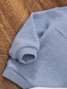 SHEIN Set 3 buc. bluze casual minimaliste din fleece pentru băieți mici, cu guler rotund, umeri căzuți, mânecă lungă, pachet avantajos în 3 culori, confortabile și moi - Multicolor - Vizualizare 5