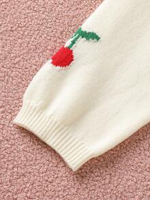 Teenage New French Retro Soft Cherry Knit Sweater Paired With Straight Leg Pants, Suitable For Home, Outing, Gathering, Back To School Women 2 Pieces Pants Suits Cherry Outfit Women Cherry Clothes 2 Pieces Sets Woman Teen Girls Pants Suit Pants Suit Women Women 2 Pieces Outfits - White - View 8