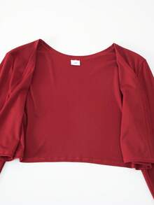 2pcs/Set Girls Solid Color Cropped Cardigan & Bodycon Camisole Dress Set, Suitable For Daily Wear And Gatherings, Fit For 13-16 Years Old