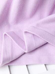 Souflis Souflis 女童翻领毛衣裙蝴蝶结装饰长袖针织连衣裙学院风适合日常穿着外出度假聚会可作为礼物 - 紫色 - 查看 8