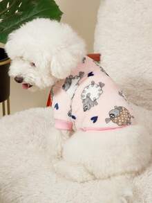 PETSIN 1 Buah Selimut Anjing/Kucing Universal Lucu Motif Domba Merah Muda Bercetak Modis Mewah Hangat Elastis Nyaman Leher Bulat - MultiWarna - View 6