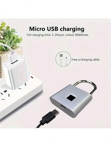 Compact Smart Fingerprint Padlock - IP56 Waterproof, Keyless Security, USB Rechargeable, Lightweight Aluminum - Ideal For Luggage, Briefcases And Backpacks
