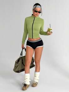 Dewbera Women's Casual Sports Yoga Fitness Zip-Up Jacket