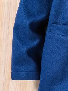 Tween Boys' Solid Color Minimalist Button-Up Long Sleeve Hooded Coat - Navy Blue - View 6
