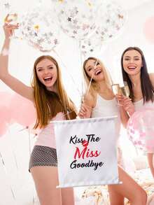 Póster colgante de despedida de soltera "Besa a la señorita adiós" - Alternativa al libro de visitas para la despedida de soltera, decoración lista para colgar, recuerdo de la novia, juego de actividad de boda, accesorio para fotos - Multicolor - Ver 3