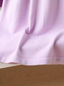 Souflis Souflis 女童翻领毛衣裙蝴蝶结装饰长袖针织连衣裙学院风适合日常穿着外出度假聚会可作为礼物 - 紫色 - 查看 4