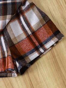 Sparklyn Tween Girl Off Shoulder Long Sleeve Top And Plaid Skirt Set, Autumn/Winter - Multicolor - View 3