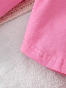 SHEIN 女婴幼儿 0-3 岁 4 季弧形下摆长袖运动衫 + 紧身裤套装，有趣的“爸爸的女孩”标语，朦胧蓝色，棉质面料，秋冬装 - 玫紅色 - 查看 7