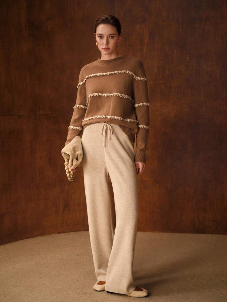WOOL ELEGANT CONTRAST TAPE SWEATER