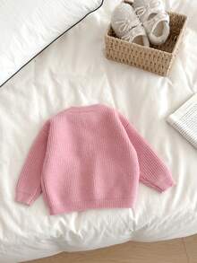 SHEIN Genkimix Kids Cute 3D Floral Embroidered Pink Crew Neck Pullover Sweater For Baby Girls Baby Girl Sweater Name Sweater Baby Mimi Baby Clothes Toddler Sweater Baby Solid Color Knitted Sweater Baby Clothes Fall Sweater Knit Baby Girl Clothes Baby Girl Winter Sweaters Baby Knitted Sweater Baby Knitwear Baby Clothes Girl Fall Sweater Baby Girl Jumper Baby Knitwear Baby Sweater Baby Autumn Winter Baby Girl Jumper Baby Girl Sweaters Baby Clothes Girl Fall Sweater Baby Long Sleeve Top Baby Clothes Black Baby Tops Toddler Tops Baby Clothes Girl Fall Sweater Baby Jumper - Dusty Pink - View 2