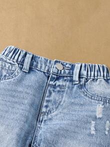 SHEIN Jeans décontractés en denim lavé effilés, style de rue polyvalente, tout-allant, convient pour le port quotidien, nouvelle collection 2025, toutes saisons - Jean clair - Voir 8