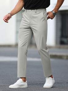 Calvornis Men's Solid Color Casual Everyday Pants - Grey - View 4
