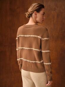 MOTF PREMIUM WOOL ELEGANT CONTRAST TAPE SWEATER - Maroon - View 4