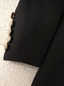 GlowEve Women's Autumn Commuter Mandarin Collar Metal Double-Breasted Mid-Length Jacket - Black - View 3