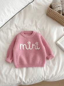 SHEIN Genkimix Kids Cute 3D Floral Embroidered Pink Crew Neck Pullover Sweater For Baby Girls Baby Girl Sweater Name Sweater Baby Mimi Baby Clothes Toddler Sweater Baby Solid Color Knitted Sweater Baby Clothes Fall Sweater Knit Baby Girl Clothes Baby Girl Winter Sweaters Baby Knitted Sweater Baby Knitwear Baby Clothes Girl Fall Sweater Baby Girl Jumper Baby Knitwear Baby Sweater Baby Autumn Winter Baby Girl Jumper Baby Girl Sweaters Baby Clothes Girl Fall Sweater Baby Long Sleeve Top Baby Clothes Black Baby Tops Toddler Tops Baby Clothes Girl Fall Sweater Baby Jumper - Dusty Pink - View 3
