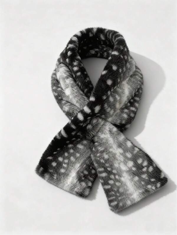 ROMWE Fairycore 1pc Cute Deer Plush Shawl, Sweet Animal Pattern Scarf, Warm & Fashionable Neck Wrap Accessory For Autumn/Winter