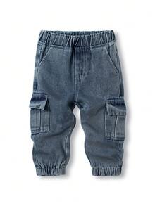 男婴休闲百搭舒适弹力腰洗水牛仔裤 - 淺色水洗藍 - 查看 2