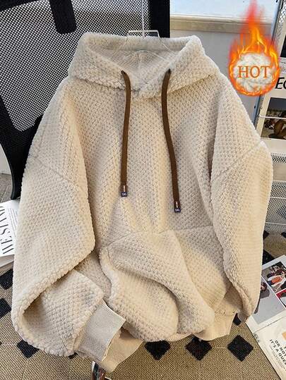 SHEIN PETITE 25pcs Autumn/Winter New Arrival High-End Pineapple Plush Lined Hoodie Sweatshirt