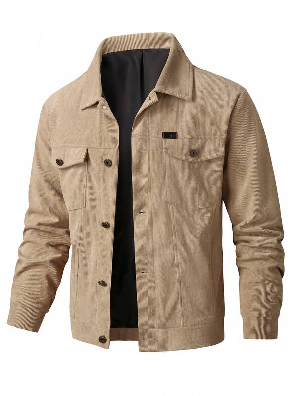 Manfinity Nomadique Men's Casual Solid Color Jacket, Versatile For Autumn