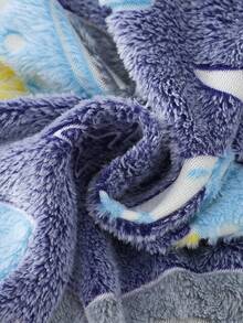 SHEIN Playful Pals 小男孩可爱恐龙印花羊毛拉链连帽连体裤，温暖舒适的休闲家居服，秋冬 - 彩色 - 查看 5