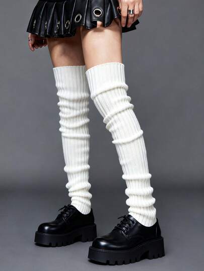 Goth 2 paia di scaldamuscoli a maglia in stile Y2K, colori casuali, versatili sopra il ginocchio, adatti per uso quotidiano in stile preppy