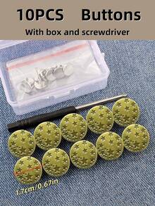 10pcs/Box Star Pattern Adjustable Detachable Metal Jeans Buttons, No Sewing Required For Jeans, Pants, Clothing Accessories - Bronze - View 2