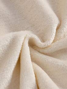 小女孩可爱小熊刺绣长袖连帽长袍睡衣，柔软保暖毛绒 - 杏色 - 查看 6