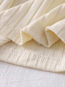 SHEIN Playful Pals 婴幼儿女童杏色蝴蝶结针织中式领长袖上衣，红色百褶裙，搭配贝雷帽，优雅淑女风四件套，适合所有季节 - 紅色 - 查看 8