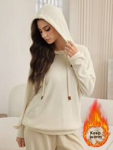 Mulvari Soft Textured Long Sleeve Casual Loose Sweatshirt For Women