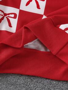 少女红白BCheckerboardaid上衣搭配可爱百褶裙套装 - 紅色 - 查看 5