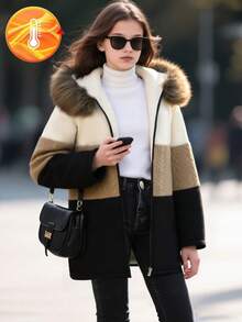 SHEIN Sparklyn Áo khoác trùm đầu thường ngày cho bé gái có nhiều túi, thích hợp mặc hàng ngày - Nhiều màu - Xem 4