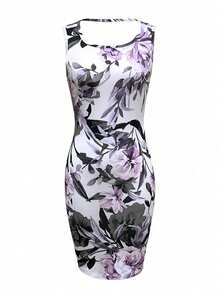 SHEIN Clasi 2pcs Set: Women's Casual Resort Solid Color Long Sleeve Open Front Jacket And Floral Print Dress - Multicolor - View 1