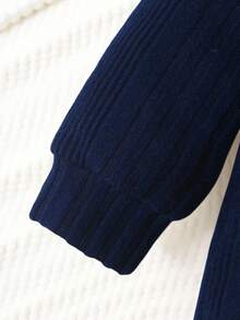 SHEIN Salopetă din fleece de culoare uni pentru bebeluși, 1 bucată, stil casual moale și confortabil, potrivită pentru ieșiri de toamnă/iarnă, joacă în aer liber, vacanță, purtare zilnică, călătorii - Albastru regal - Vizualizare 4