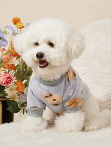 PETSIN 卡通动物印花休闲保暖舒适连帽衫，秋冬款 - 彩色 - 查看 4