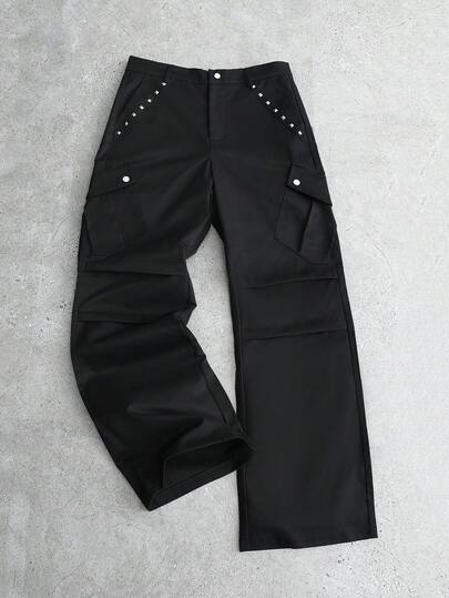 Street Life Men's Dark Street Chic Functional Pleated Casual Cargo Pants