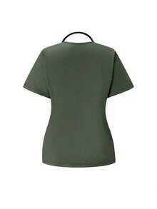TaskEZ Scrubs Set: V-Neck Short Sleeve Top & Pants Scrub Uniform For Healthcare Workers - Army Green - View 4
