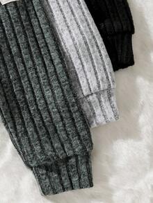 SHEIN 3 pièces Leggings/pantalons pour bébés et tout-petits garçons, style décontracté avec logo de voiture simple, tricot côtelé brossé, couleur unie, convient pour le port quotidien, saison automne/hiver - Multicolore - Voir 7